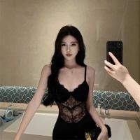 ราคา ชุดราตรียาวสีดำแบบเซ็กซี่ กางเกงในติดกระโปรงก้นแคบ และแผ่นหน้าอก สไตล์สำหรับงานยามค่ำคืน (48201667350)