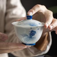 ราคา หมึกทาสีมือ Koi Sancai Gaiwan Underglaze Seiko HAND-Made Goldfish Tea Bowl ตกปลาน้ําจืดสนุกชามมือ (41728496774)