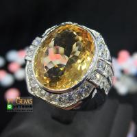 ราคา แหวนซิทริน แหวนเงินแท้92.5% ชุบทองคำขาว ประดับพลอยซิทรินแท้ ตกแต่งเพชรSwiss YTG-8190 (27973208739)