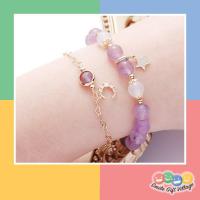 ราคา กำไลหิน สร้อยข้อมือหินลาเวนเดอร์ อเมทิสต์ LAVENDER AMETHYST และหินอาเกตสีขาว❄ หินมงคลนำโชค Lucky stone หินธรรมชาติแท้ (13402191372)