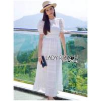ราคา ฟรี EMS ชุดเดรสยาว งานป้าย Lady Ribbon Thailand เสื้อผ้าแฟชั่นผู้หญิง Dress Size S/M/L สีขาว พร้อมส่งสวยเหมือนแบบ (1075527978)
