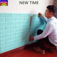 ราคา 3D wallpaper สีฟ้าลายอิฐ 6มม ขนาด 70*77ซน สติกเกอรแต่งผนังกันกระแทก 1 แผ่น (2333196736)