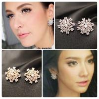 ราคา ต่างหูเพชรCZ งานจิวเวลรี่ สไตล์ดาราใส่ ต่างหูใส่ออกงาน แบบติดหู แนวหรูหรา (3365522131)