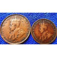 ราคา เหรียญ​ออสเตรเลีย​อายุ​100กว่า​ปี​ Australia, ชุด​2เหรียญ​, (ยุค​George​V), #​3919, ใช้แล้ว (42967754183)