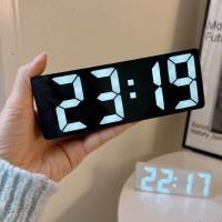 ราคา ♞,♘,♙นาฬิกาตั้งโต๊ะ กระจกเรืองแสง นาฬิกาตั้งโต๊ะ LED จอแสดงผลดิจิตอล นาฬิกาปลุกอิเล็กทรอนิกส์ (24624034400)
