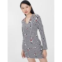 ราคา Pomelo เดรสลายสก็อตขาวดำสนูปปี้ size L งานมือ 2 (24013106403)