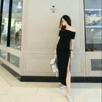 ราคา เดรสยาวปาดไหล่ เดรสปาดไหล่ (1283162844)