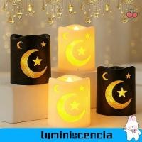 ราคา LUMINESCENCIA เทียนปราสาทดาวดวงจันทร์ 4 ชิ้น, ตกแต่งรอมฎอน EID Mubarak ตกแต่ง LED Moon Star รูปแบบ EID Celebration Eid Mubarak ไฟโคมไฟบ้าน (41828076740)