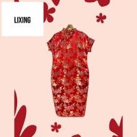 ราคา เดรสยาว Lixing สีแดง ไซด์ - 5XL อก 44 เอว 41 สะโพก 47 ยาว 50 นิ้ว ผ้าไหมจีนทอดิ้นทองอย่างดี (44854794958)