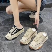 ราคา SHO-SXX รองเท้าผ้าใบเสริมส้น รองเท้าแฟชั่น sneaker แบบสวมผูกเชือก เปิดส้น สำหรับผู้หญิง สินค้าพร้อมส่ง (28691529354)