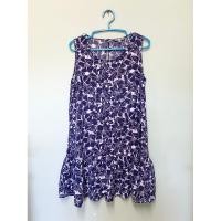 ราคา ยุนิ size L เดรสสั้นแขนกุดผ้าเรยอนลายดอกสีน้ำเงินคราม (23962262745)