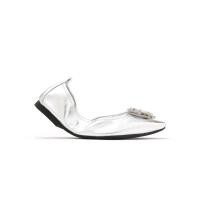 ราคา PAZZION 5603-1 SILVER EMBELLISHED BUCKLE SQUARE TOE FOLDABLE FLATS (49805162699)