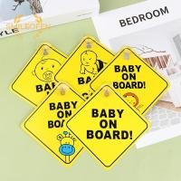 ราคา [Smileofen] Baby On Board Safety Car Window Vacuum Cup Yellow Warning Sign Driving Car Stickers ใหม่ (42219047260)