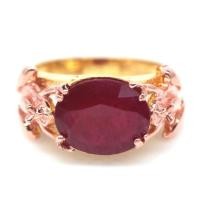 ราคา แหวนพลอยแท้ ทับทิม สีเลือดนก (Blood Red Ruby) เงินแท้ 925 ชุบทอง18k ไซร์แหวน 6.5 (40103299434)