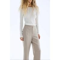 ราคา H&M(เอชแอนด์เอ็ม) กางเกงขายาวทรงตรงมีรอยพับตรงขา ผู้หญิง 1293556_3 (43517027046)