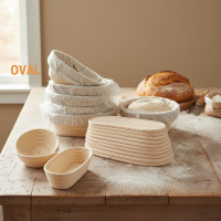 ราคา ตะกร้าหมักแป้งขนมปังซอร์โดว์พร้อมผ้าลินินและดีไซน์หวายสําหรับหมักแป้ง (49353402975)