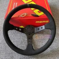 ราคา พวงมาลัย Momo 14 นิ้ว สีดําหนังกลับ Deep panel Sport Universal Suede (29605324853)