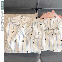 ราคา ชุดนอนผ้าฝ้ายแท้สำหรับผู้หญิงฤดูร้อนกางเกงขาสั้นแขนสั้นใหม่น่ารักโบว์อินชุดสาวหวานสวมใส่ในบ้าน (26407963795)