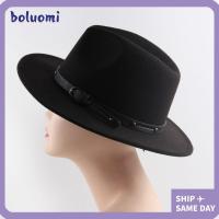 ราคา Boluomi หมวกปานามา, นุ่มด้วยเข็มขัดหัวเข็มขัด Felt Fedora หมวก, แฟชั่น Elegant กว้าง Brim Vintage Jazz หมวกผู้ชายผู้หญิง (29057164574)