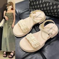 ราคา รองเท้า รองเท้าแตะ รัดส้น เสริมส้น1.8นิ้ว ลายโบว์ ยางนิ่ม ใส่สบาย สไตล์เกาหลี 72 (23376354937)