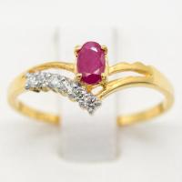 ราคา แหวนเพชรทรงปีกนก ประดับพลอย แหวนเพชร แหวนทองเพชรแท้ ทองแท้ 37.5% (9K) PL112 (23469695737)