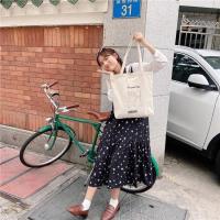 ราคา CHECKLIST กระเป๋าโท้ทสะพายไหล่ผ้าแคนวาสสีขาวมีซิปและช่องเสริม (42758837418)