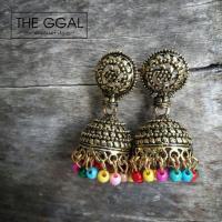ราคา ต่างหูอินเดีย ระย้าลงยาทอง (2232600472)