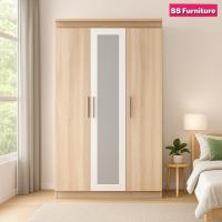 ราคา ตู้เสื้อผ้า รุ่น 3 ประตู กระจกกลาง 1 บาน หน้าบานเมลามีน (46200358328)