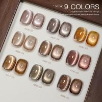 ราคา สีเจลลูกแก้ว AXW โทนน้ำตาล Brown Cat Eye 9 สี ยาทาเล็บเจล สีเจลทาเล็บ ASฝาแหลม -wenails (53905663974)