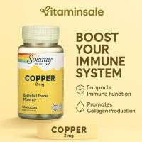 ราคา Solaray Copper 2mg 100 แคปซูล ดูแลผิว ผม เม็ดเลือด เสริมแร่ธาตุจำเป็นต่อร่างกาย (7639496419)