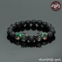 ราคา หินภูเขาไฟ หินลาวา Lava ขนาด 10 มิล ปี่เซียะเปลี่ยนสีคู่ หินแท้ 100% หินภูเขาไฟระเบิด หินสีดำ หินมงคล (2421164372)