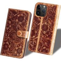 ราคา Leather Case Compatible with iPhone 15 Pro Max Wallet 6.7 Inch,Genuine Leather Shockproof,Full Encirclement Protection Flip Folio Cover with Card Slot Kickstand,Dark Brown (54302140091)