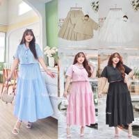 ราคา ✅ลายจุด /NK/ ชุดเซ็ตสาวอวบ มีไซส์อก42-58 เสื้อปกฮาวายกระดุมดอกไม้+กระโปรงยาว #เสื้อผ้าไซส์ใหญ่ พลัสไซส์ (40356550107)