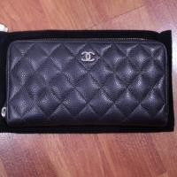 ราคา Used Like New Chanel zippy long wallet black caviar Rhw holo 22xxxxx (6503139718)
