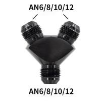ราคา AN6 AN8 AN10 AN12 Aluminum Y Block Adapter Fittings Adaptor Black Y Type Oil Pipe Joint (48704437065)