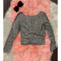 ราคา เสื้อครอปแขนยาวสีเงินวิ้งๆCPS (6053334141)