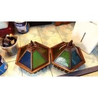 ราคา โคมไฟไม้สักรังแตนแขวนกระจกสีสลับขนาด14" (18805174005)