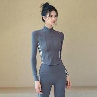 ราคา มาใหม่ฤดูใบไม้ร่วงและฤดูหนาววิ่งออกกําลังกายปกซิปแจ็คเก็ตแขนยาวสําหรับผู้หญิง (29370903813)