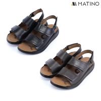 ราคา MATINO PLAY รองเท้าแตะชายหนังแท้ รุ่น MC/T 9329 - BLACK/BROWN (28112152412)