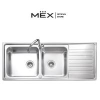 ราคา MEX รุ่น DLS200B อ่างล้างจาน 2 หลุม 1 ที่พัก ขนาด 120 x 50 ซม. สเตนเลส สตีล AISI 304 (19810507830)