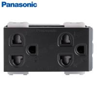 ราคา WEGN15829B INITIO PANASONIC เต้ารับคู่ เสียบขากลมแบน มีกราวด์และม่านนิรภัย Grounding Duplex Universal Receptacle with... (10874834901)