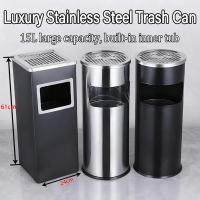 ราคา สแตนเลสTempat Sampah Asbakทําความสะอาดง่ายRubbish Binล็อบบี้ถังขยะพร้อมที่เขี่ยบุหรี่ (57052562261)
