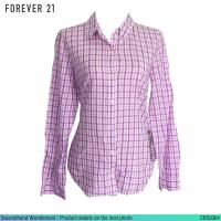 ราคา USED Forever 21 - Purple Plaid Shirt | เสื้อเชิ้ตสีม่วง สีขาว ลายสก็อต แขนยาว คอปก ทรงใหญ่ ทำงาน แท้ มือสอง (28652175609)