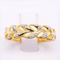 ราคา Happy Jewelry แหวนใบมะกอกเหนี่ยวทรัพย์ แหวนเพชร แหวนทองเพชรแท้ ทองแท้ 37.5% (9K) ME665 (17399391504)