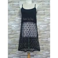 ราคา ชุดซับในต่อชายระบาย รุ่นระบายผ้าลูกไม้แถบกว้าง สีดำ (7487864272)