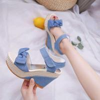 ราคา พร้อมส่ง รองเท้าส้นสูงผู้หญิง รองเท้าส้นตึก เกาหลีรุ่นใหม่ สูง10 ซม โบว์สวยๆ (25450952474)