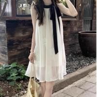 ราคา ♥︎ DRESS KOREA STYLE ชุดเดรสสไตล์เกาหลี เดรสยาวสีครีม แต่งลูกไม้ปักลายดอก ช่วงคอผูกโบว์ ทรงพลิ้ว (29709491794)