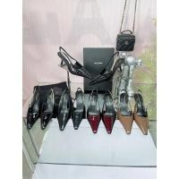 ราคา Saint Laurent รองเท้าส้นสูงผู้หญิง แบบใหม่ มาพร้อมหนังคุณภาพสิทธิบัตรและคริสตัล rhinestone ประทับตรา gold buckle (54304562029)