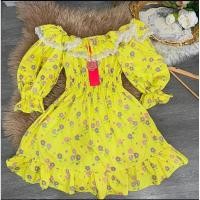 ราคา มีโค้ดลด‼️เดรสสีเหลืองลายดอกสีสันสดใสงานป้ายwidelia@realมือ1ป้ายห้อย (26216435119)