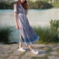 ราคา [สภาพเหมือนใหม่] เดรสยาวงานป้าย Orange juiceแท้‼️Size M ลายโบฮีเมียน สีเขียว สีฟ้า (1100354949)